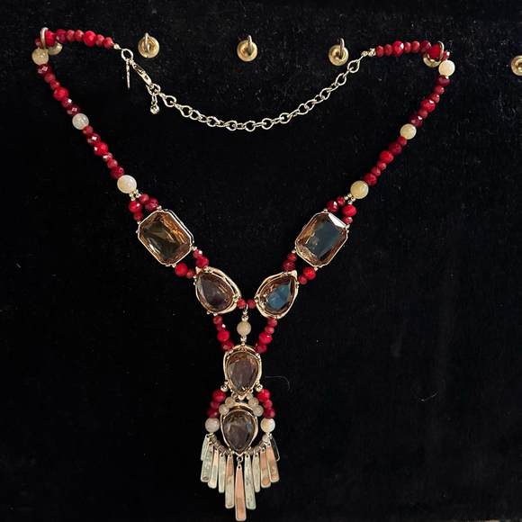Women's Chico's Necklace Red and Gold - Picture 10 of 10
